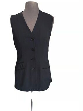 Vintage Ann Taylor Navy Longline Tunic Vest 90s Made in USA EUC